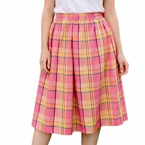 a.n.a Midi Skirt Women’s Size 14 Pink Orange A-line Preppy Casual Elastic Waist